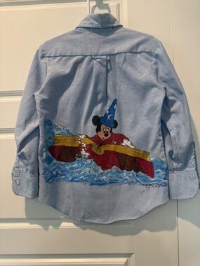 Vintage 90s Hand Painted Mickey Mouse Sorcerer Children’s Button Up Size 7